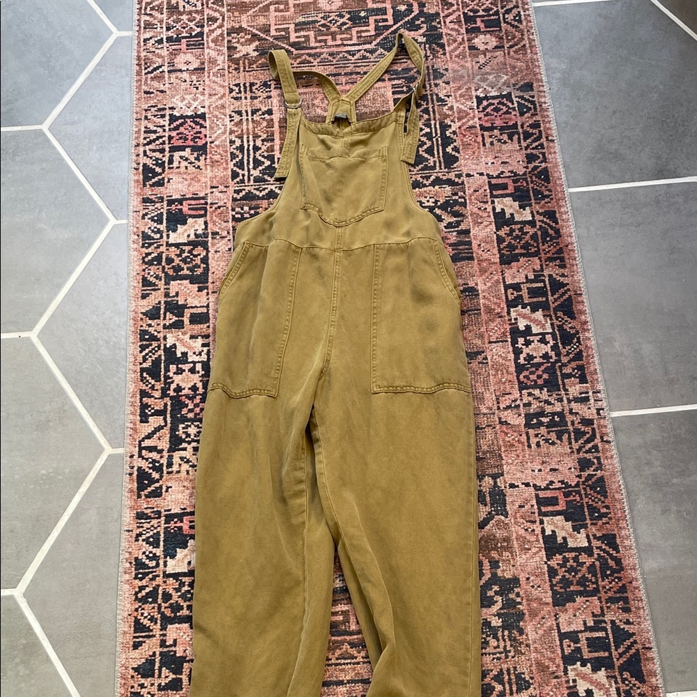 Aerie Tan Textured Overalls